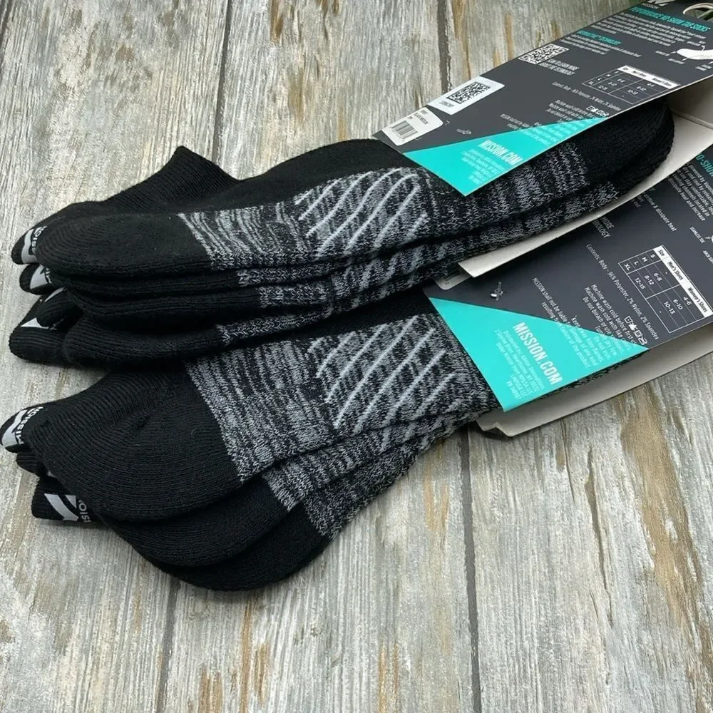 MISSION Unisex Performance Heel Tab, Medium, Black 2,  2-Packs Size M